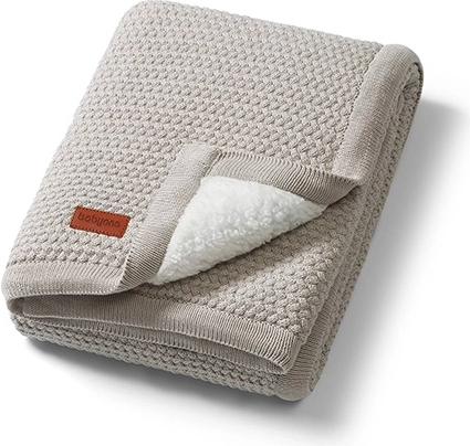 Babyono bavlnená deka so sherpa flísovou podšívkou 75 × 100 cm sivá