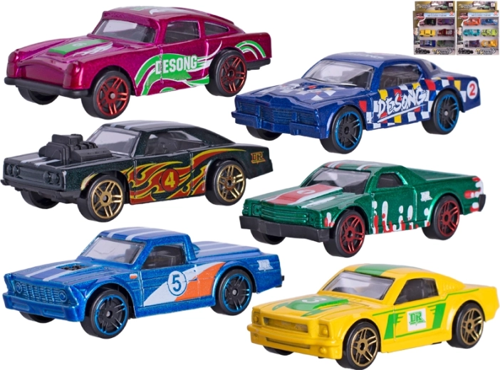 Kovové autíčka 7 cm s voľnobehom – sada 6 ks