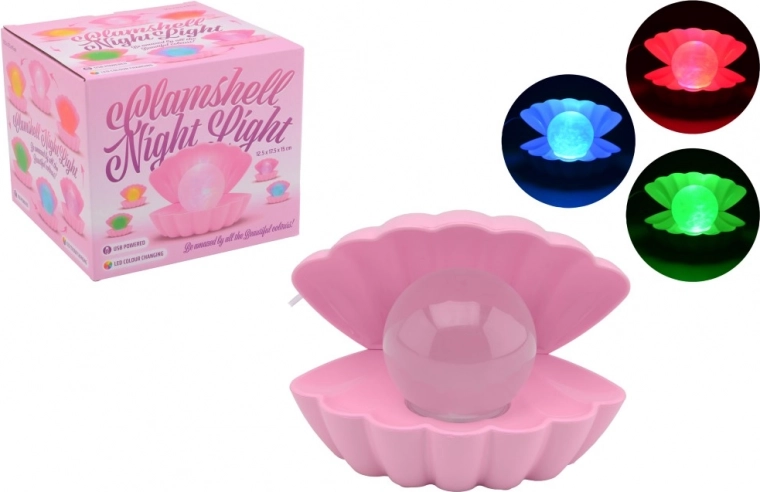 Lampička Mušľa s Perlou meníca farby