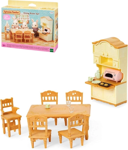 Sylvanian Families jedáleň so stolom, stoličkami a príborníkom