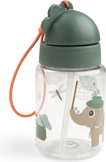 Done by Deer fľaša so slamkou Tiny trails zelená 280 ml