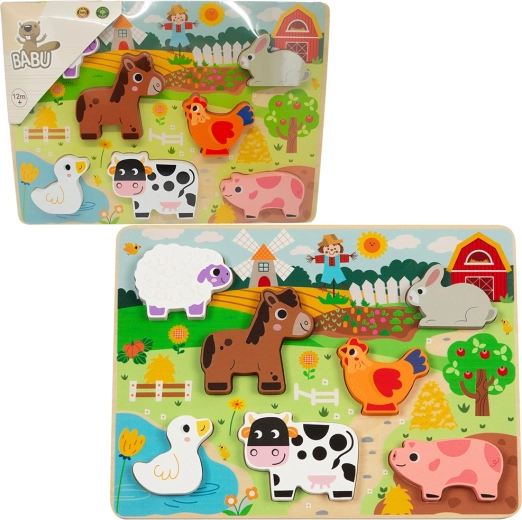 Babu drevené vkladacie puzzle Malá farma