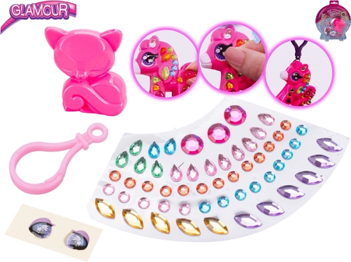 Kreatívna glamour sada na zdobenie kľúčenky – zvieratko s kamienkami