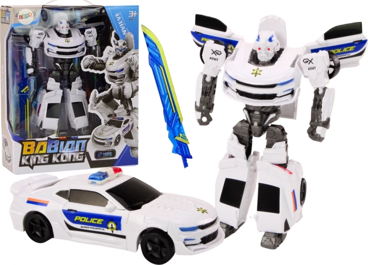 Auto-Robot 2v1 Transformujúce policajné auto biele