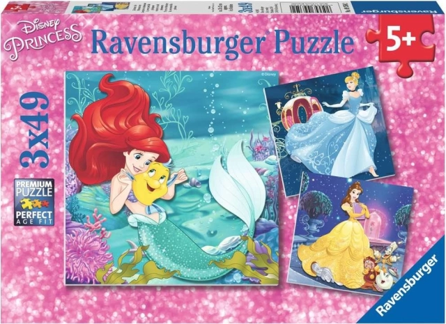 Ravensburger puzzle Disney princezné – večer s princeznami, 3×49 dielikov