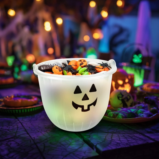 Halloweenské dekoračné vedierko s motívom tekvice alebo ducha - 1 kus