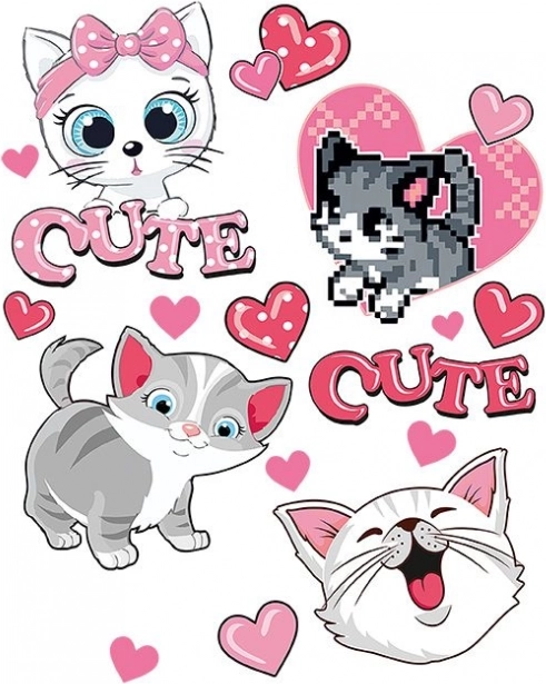 Nažehľovacie nálepky roztomilé mačiatka – veľký arch 20 × 30 cm