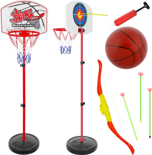 Detský športový set 2v1 – basketbalový kôš a lukostreľba s nastaviteľnou výškou