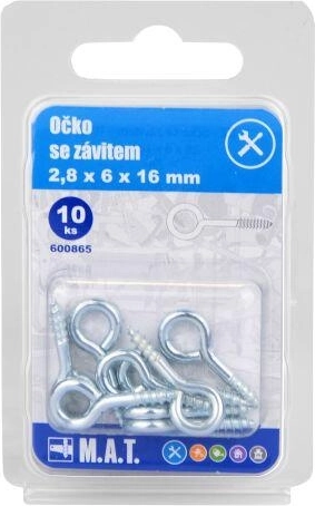 Zatvorené očko so závitom 16 × 6 × 2,8 mm, zinok (10 ks)