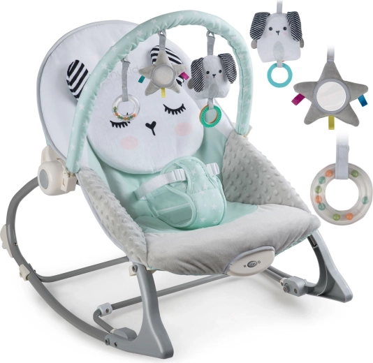 Lehátko a hojdačka s vibráciami Nukido – mätové