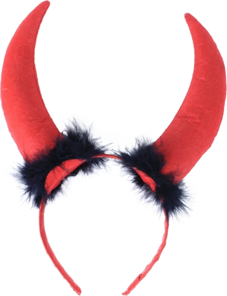 čertovské rohy maxi s perím na saténovej čelenke