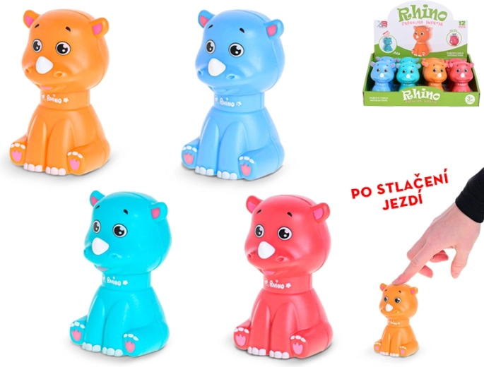 Jazdiaci nosorožec 10 cm pre deti od 3 rokov