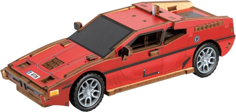 2Kids Toys 3D drevená skladačka športové auto červené