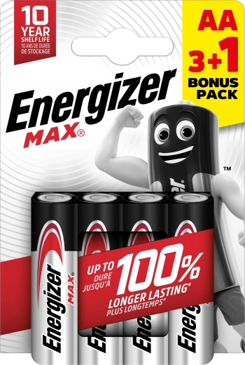 Alkalické batérie ENERGIZER Max AA 4 ks (3+1 zdarma)