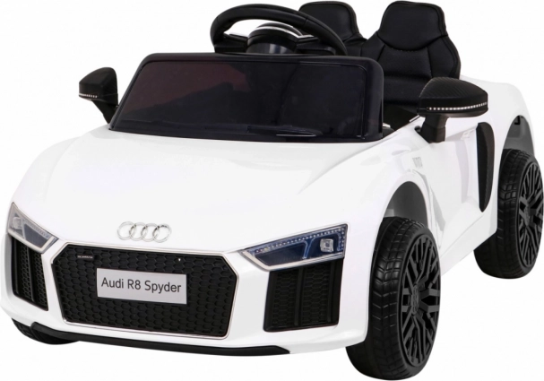 Detské elektrické autíčko Audi R8 Spyder, biele, EVA kolesá, diaľkové ovládanie, LED a MP3