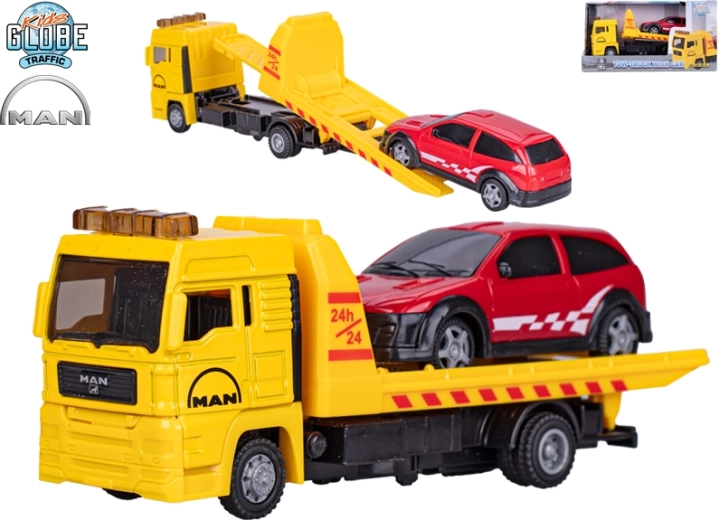Kids Globe Traffic odťahová služba MAN – kovový model s osobným autom 19 cm