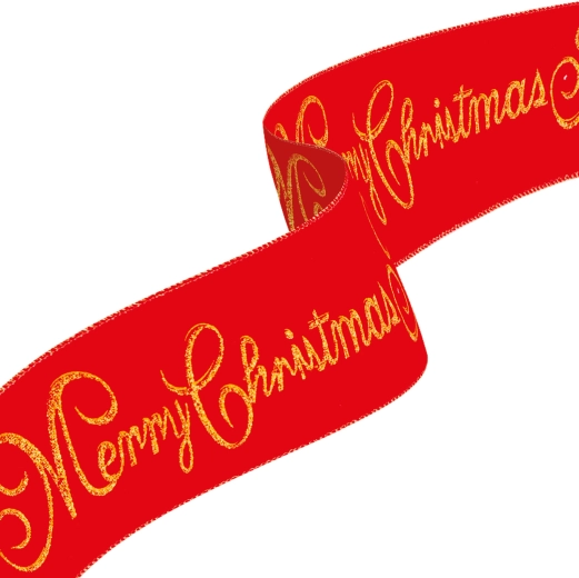Vianočná stuha Merry Christmas červená 60 × 8 cm