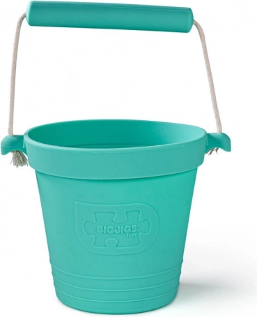 Silikónový plážový vedierko BIGJIGS TOYS – tyrkysový