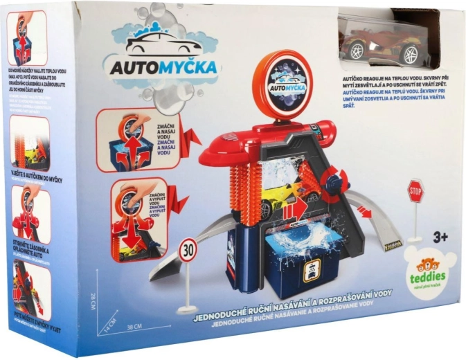 Automyčka s autíčkom meniacim farbu a doplnkami - 1 kus