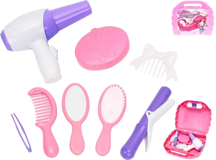 Kadernícky set pre deti v kufríku – 8‑dielna ružová sada