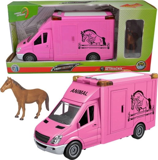 Mestské servisné auto 1:14 – prepravník koní, ružové