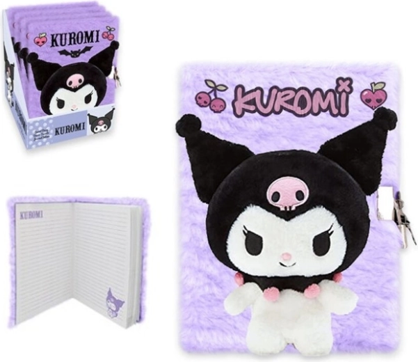 Plyšový 3D denník A5 KUROMI so zipsom