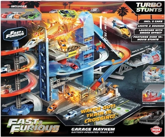 Jada Toys Fast & Furious garáž Mayhem s 5 vozidlami