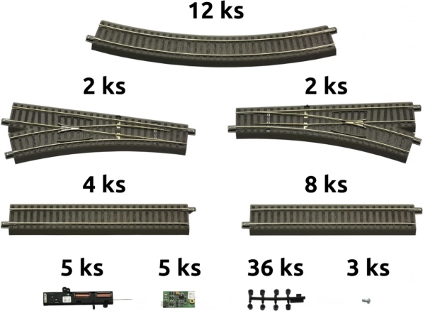 Roco geoLINE sada koľají s podložím a príslušenstvom pre digitálne štartovacie sady