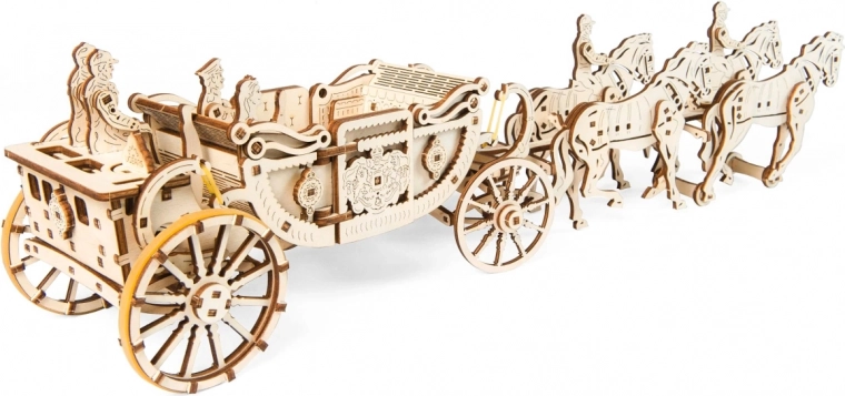 Ugears kráľovský koč – 3D drevené mechanické puzzle