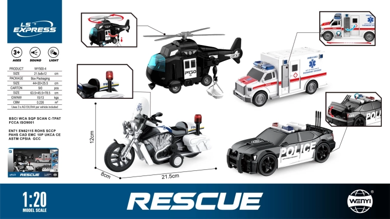 Súprava policajných a záchranných vozidiel