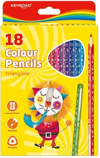 Trojhranné pastelky KEYROAD 18 farieb