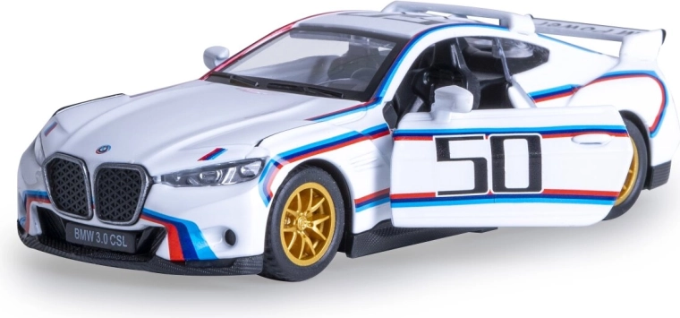 Kovový model BMW 3.0 CSL Batmobile v mierke 1:42, biely