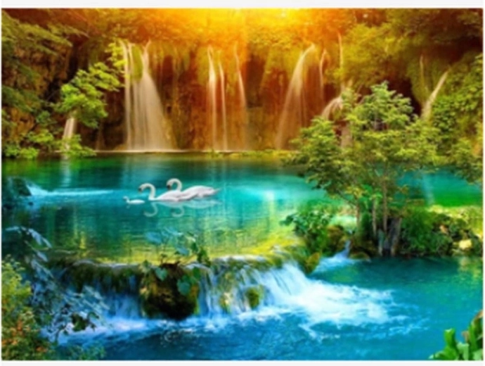 Diamantové maľovanie Vodopád v údolí 30 × 40 cm