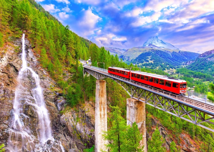 Enjoy puzzle ozubnicová dráha Gornergrat, Švajčiarsko 1000 dielikov