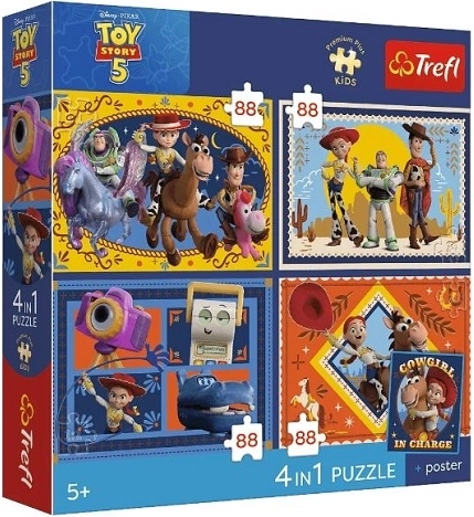 Trefl Premium Plus detské puzzle 4v1 Hodiny – hračky 4×88 dielikov