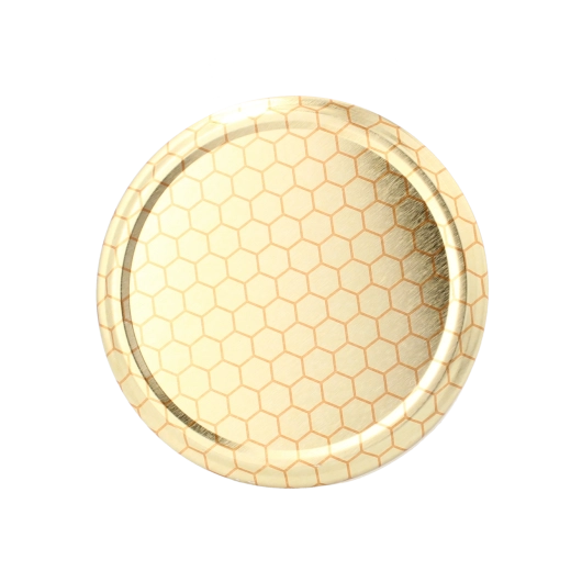 Viečka na medové poháre s motívom plástu, priemer 82 mm, 6 zárezov (balenie 600 ks)