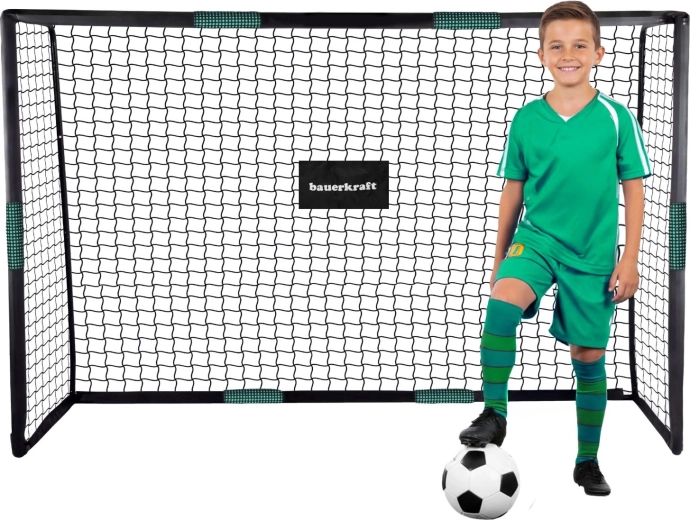 Futbalová bránka Bauerkraft so sieťou 180 × 120 × 60 cm čierno-zelená