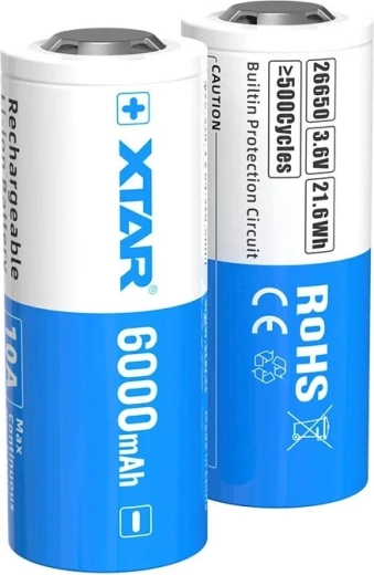 XTAR Li-ion akumulátor 26650 6000 mAh 3,6 V s ochranou – 1 kus