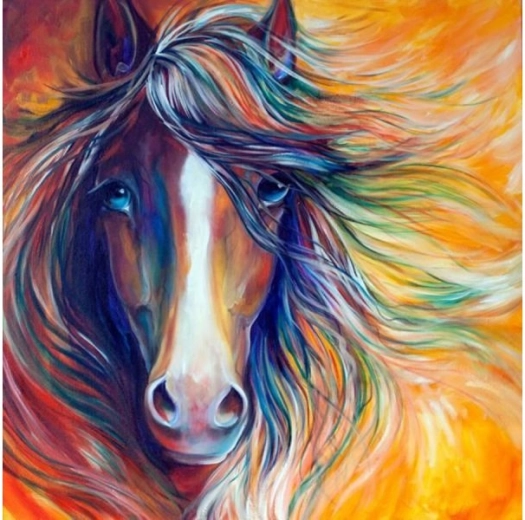 Diamantové vyšívanie (diamond painting) abstraktný kôň 30 × 30 cm