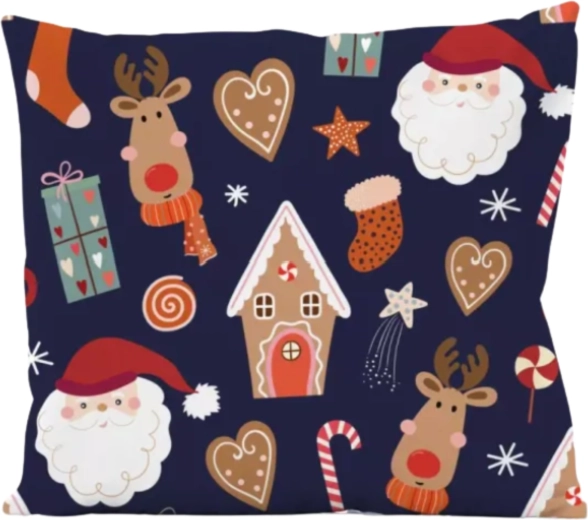 Vianočný obliečka na vankúš Santa a soby tmavomodrá 45 × 45 cm