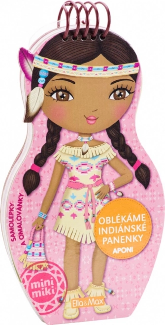 Obliekame indiánske bábiky Aponi omaľovánky