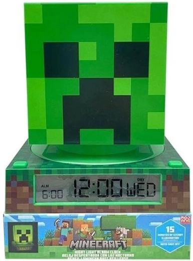 3D LED lampička s budíkom Minecraft Creeper