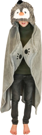 Cozy Noxxiez hrejivá detská deka s kapucňou tučniak