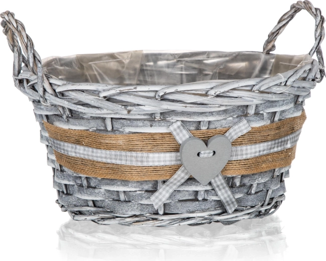 Prútený okrúhly košík s ušami GRIS 25 × 12 cm, sivý