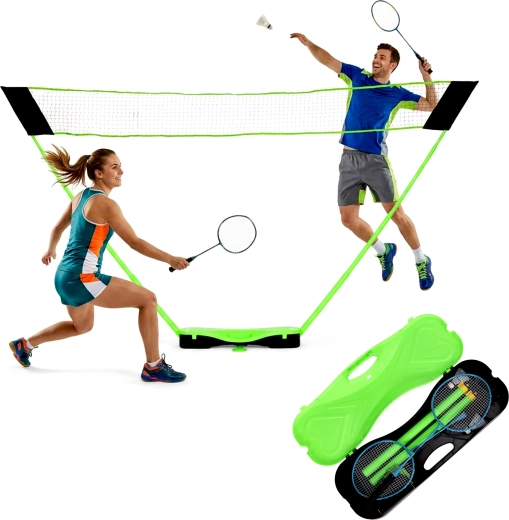 MovepRro skladacia badmintonová sada s prenosnou sieťou 300 × 156 cm, raketami a košíkmi v kufríku