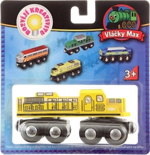 Vláčiky Max žltá lokomotíva pre drevené vláčikodráhy