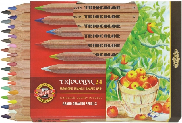 Trojhranné silné pastelky KOH-I-NOOR Triocolor Natur, 24 ks