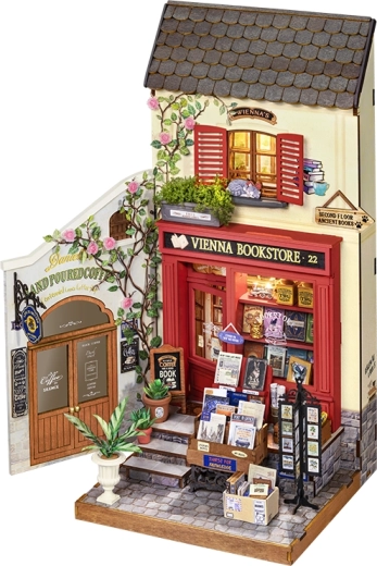 Robotime Rolife DIY miniatúrny domček – Viedenské kníhkupectvo s LED osvetlením (290 dielikov)