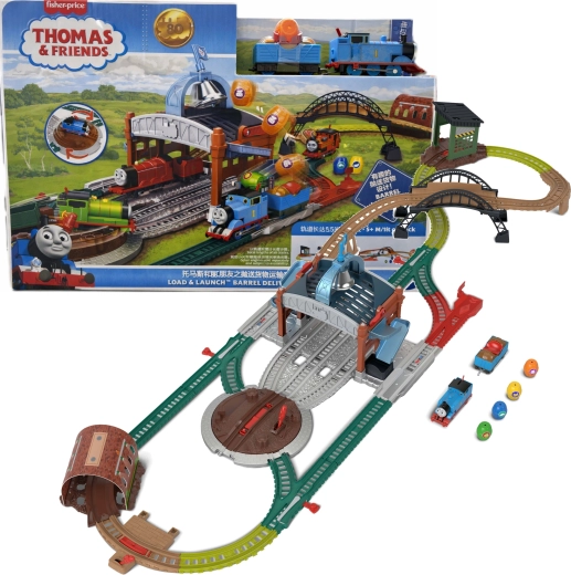 Fisher-Price Tomáš a priatelia železničná dráha Doručenie sudov nalož a vystreľ s lokomotívou Tomáš