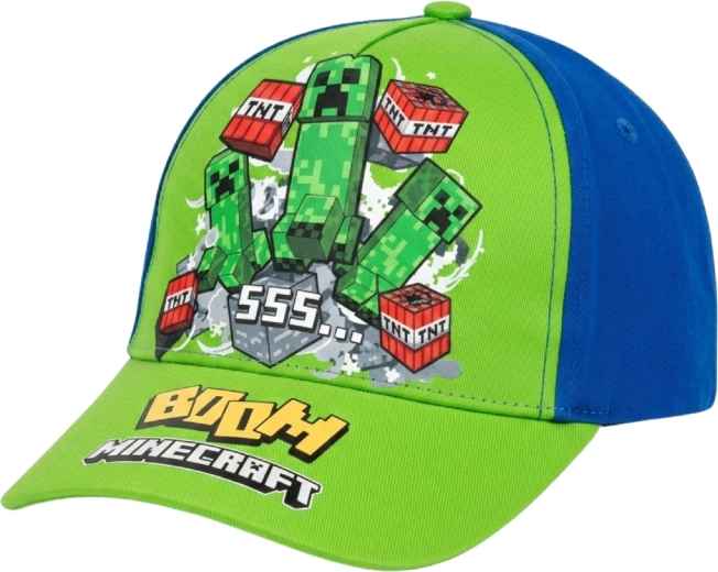 Detská šiltovka Minecraft Creeper zeleno-modrá
